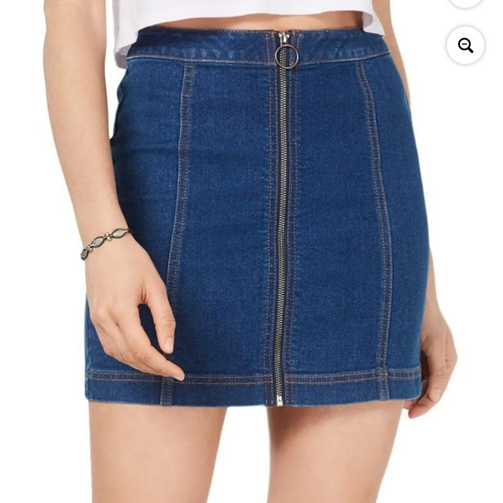 Tinseltown Womens Juniors Denim Zipper Jean Mini Skirt Size 7/28